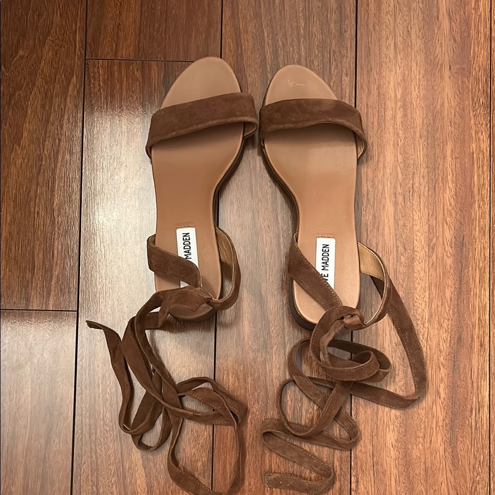 Steve Madden Tan Suede Wrap Sandals